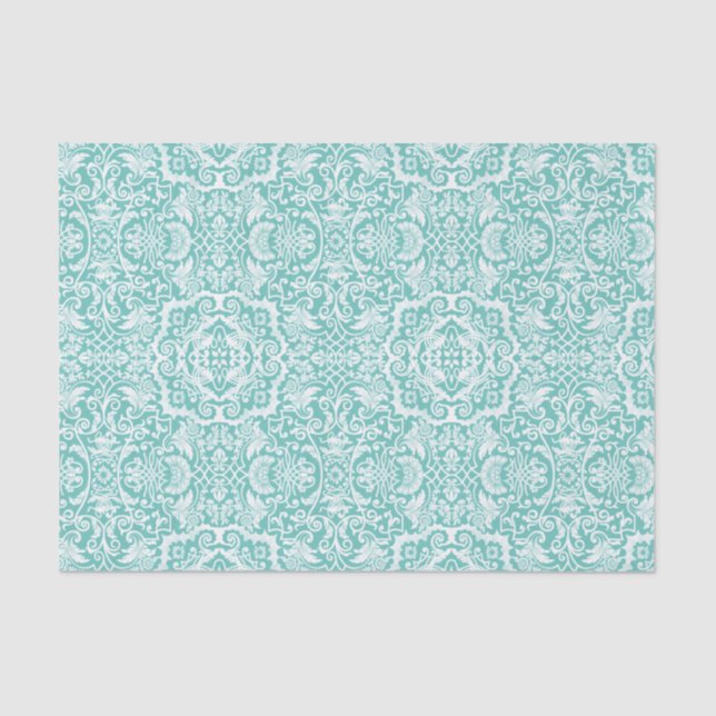 Papier Mousseline Dentelle blanche Damask Brocade Cadeau ou Découpag (Recto)