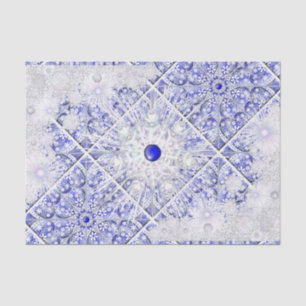 Papier Mousseline Dentelle en céramique Bleu de Grèce & flocon de ne