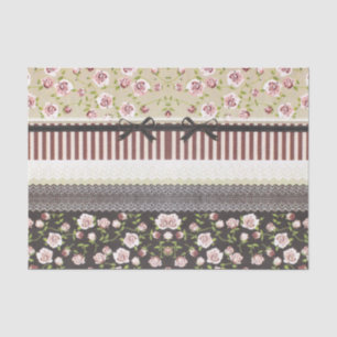 Papier Mousseline Dentelle française vintage florale de roses roses