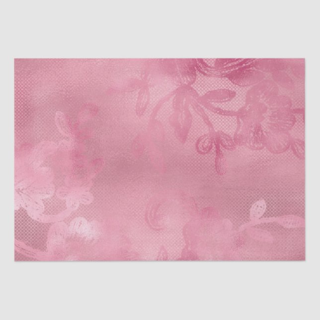 Papier Mousseline Dentelle Rose Chic (Recto)