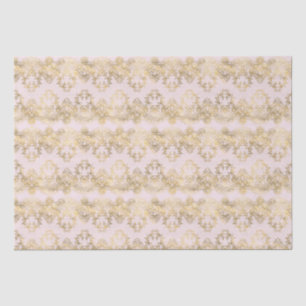 Papier Mousseline Dentelle rose et or