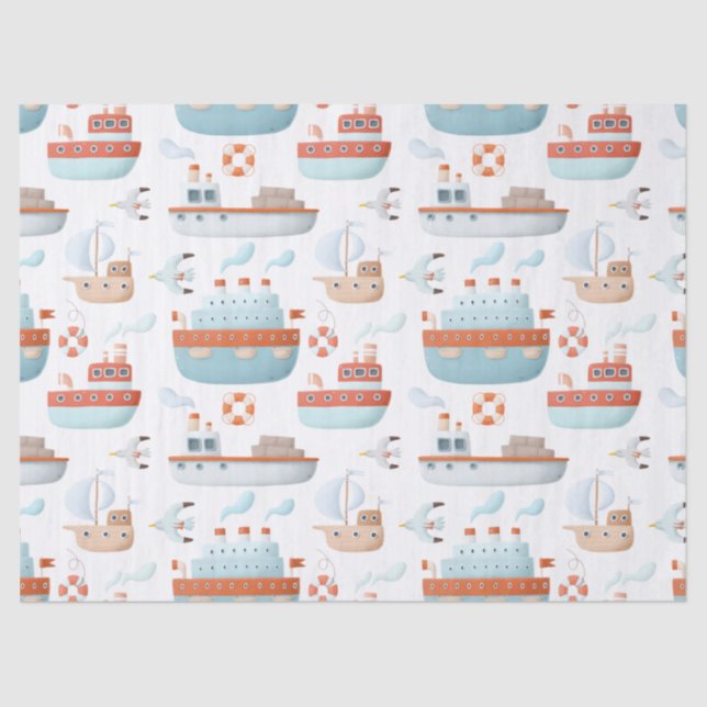 Papier Mousseline Des cargos et des oiseaux sur la page de découpage (Recto)