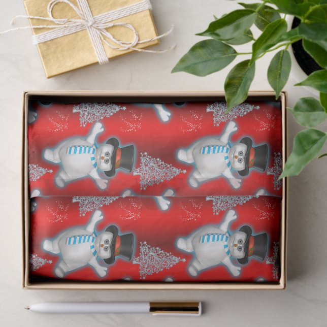 Papier Mousseline Des neigeurs dansantes à Noël rouge (Cadeau)