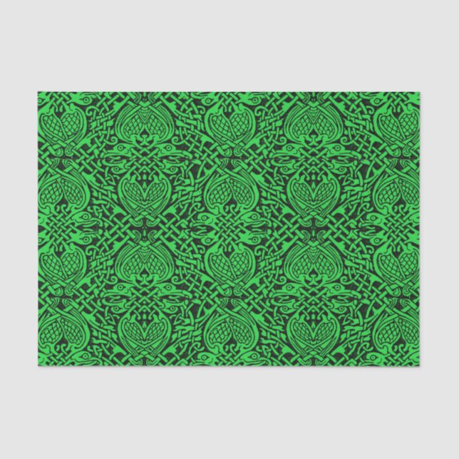 Papier Mousseline Des nouages celtes en vert et noir (Recto)