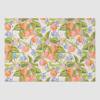 Papier Mousseline Des pêches colorées avec des fleurs