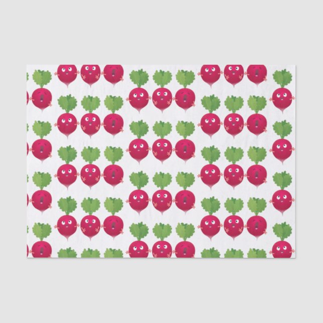 Papier Mousseline Des radis mignons chantant des légumes de dessin a (Recto)