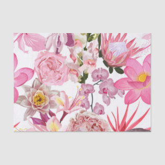 Papier Mousseline Des roses roses et de nombreuses fleurs florissant