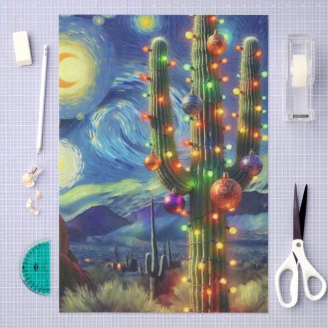 Papier Mousseline Désert de Noël Saguaro Cactus Découpage (Artisanat)