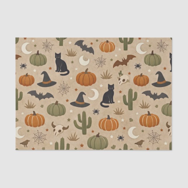 Papier Mousseline Desert Green Cactus Halloween  (Recto)