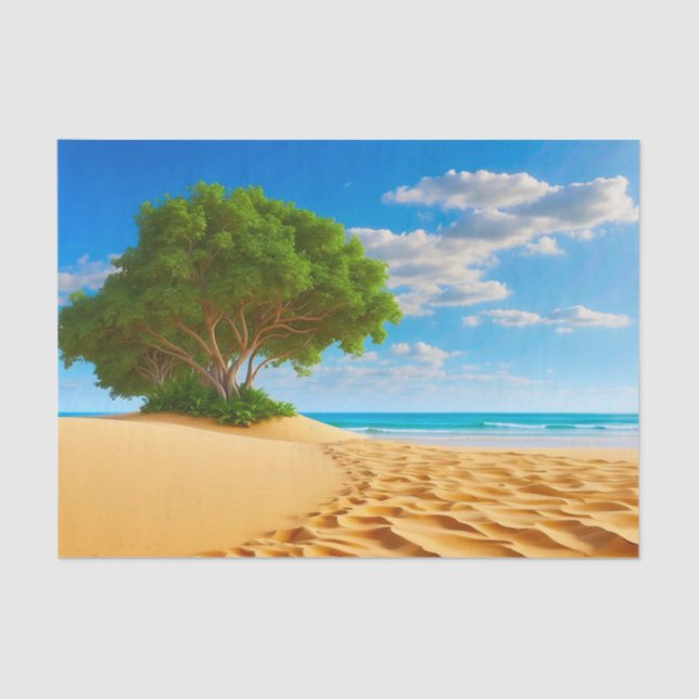 Papier Mousseline Deserted Tropical Island Sandy Beach  (Recto)
