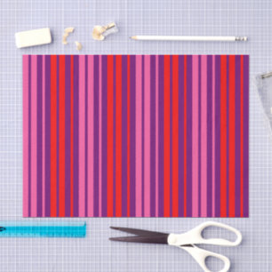Papier Mousseline Design à rayures verticales rose violet rouge