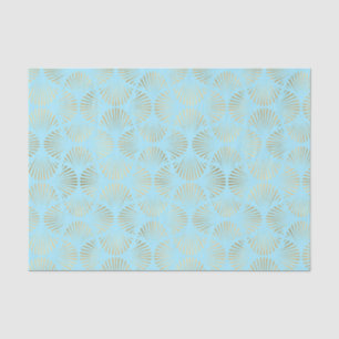 Papier Mousseline Design Art Déco, Motif Turquoise et or