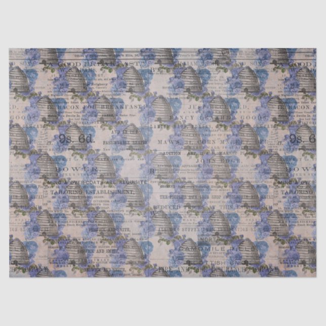 Papier Mousseline Design Blue Bee Series 3 (Recto)