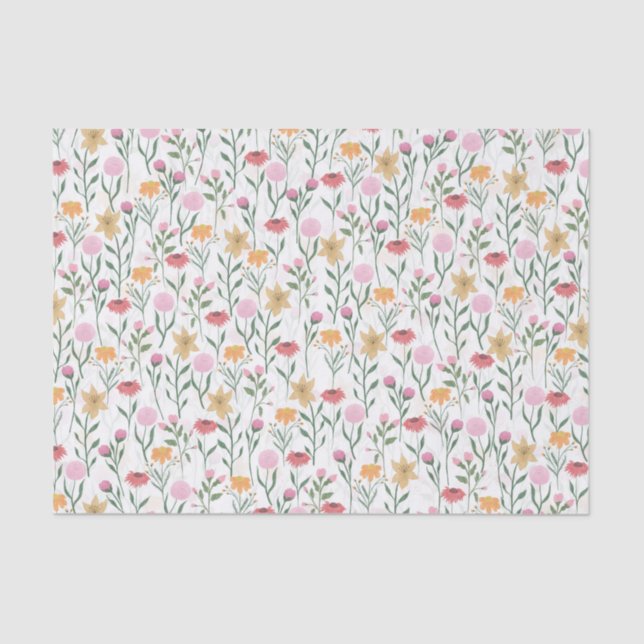 Papier Mousseline Design couleur Fleur sauvage aquarelle (Recto)