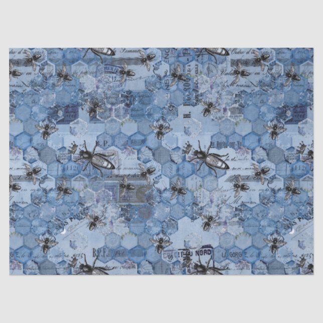 Papier Mousseline Design de la série Blue Bee 2 (Recto)