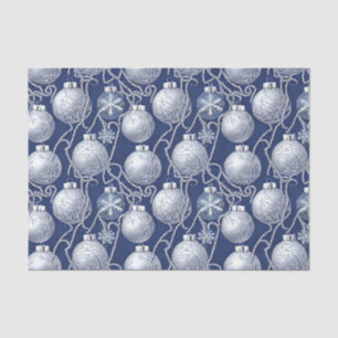Papier Mousseline Design de la série de puces de Noël bleu et argent