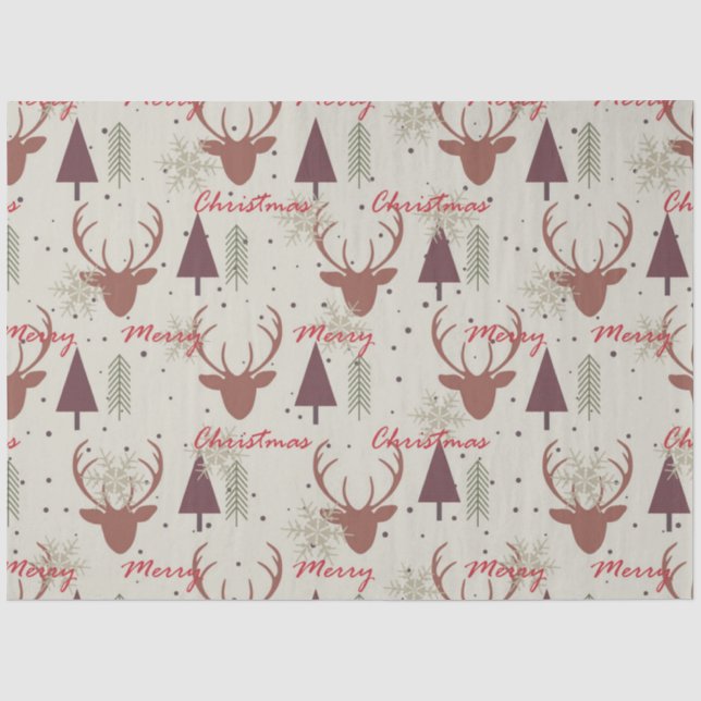 Papier Mousseline Design de la série des cerfs de Noël 11 (Recto)