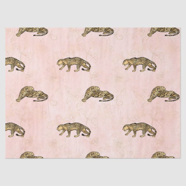 Papier Mousseline Design de série Leopard rose et or 18 (Recto)