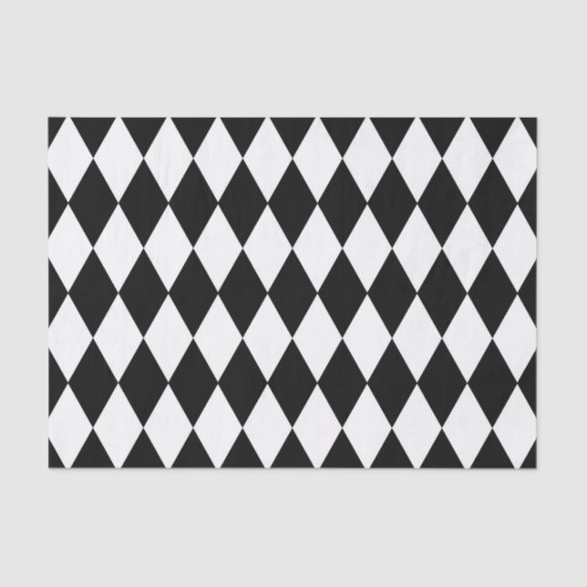 Papier Mousseline Design Diamant Noir Et Blanc (Recto)