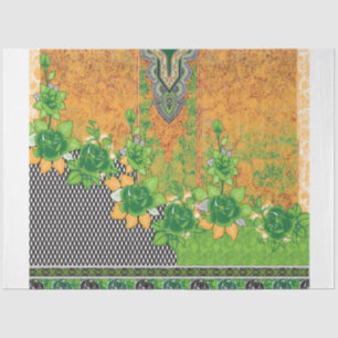 Papier Mousseline design d'un mur vert et jaune suspendu