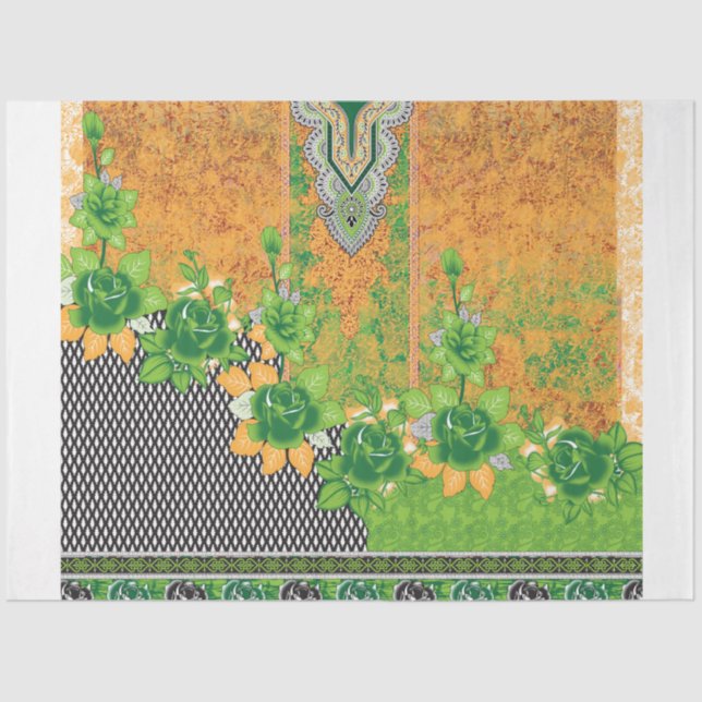 Papier Mousseline design d'un mur vert et jaune suspendu (Recto)