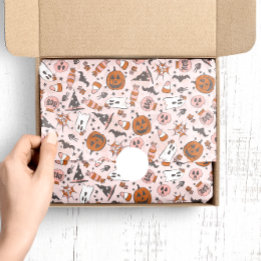 Papier Mousseline Design éffrayant avec Citrouilles, fantômes et cha