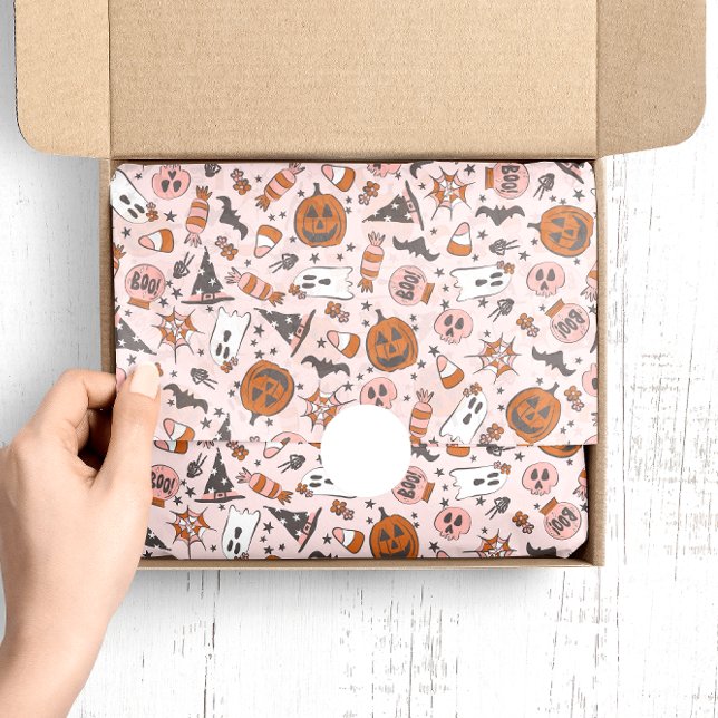 Papier Mousseline Design éffrayant avec Citrouilles, fantômes et cha (Créateur téléchargé)