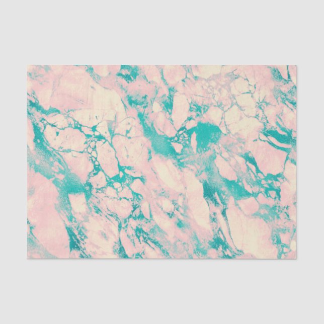 Papier Mousseline Design en marbre rose et bleu (Recto)