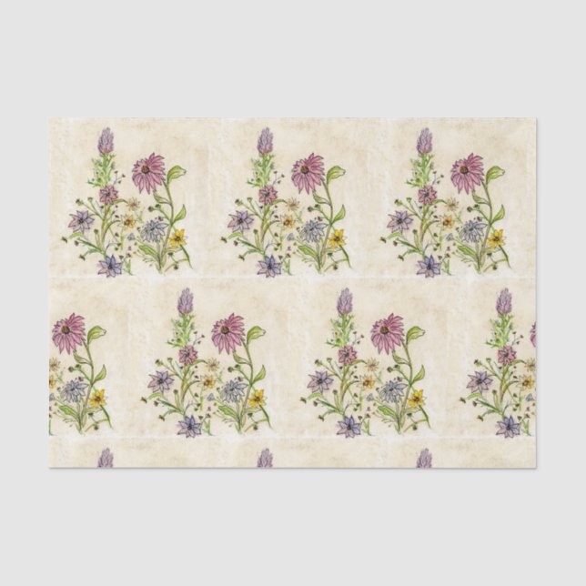 Papier Mousseline Design Fleur sauvage sauvage sur papier de tissu (Recto)