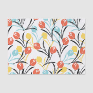 Papier Mousseline Design floral Motif de Tulipe en blanc