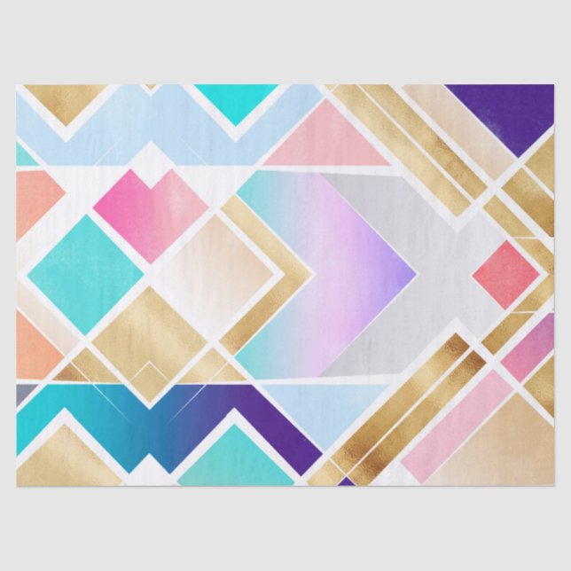 Papier Mousseline Design géométrique moderne or coloré (Recto)