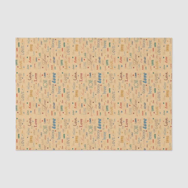 Papier Mousseline Design Love-Text Valentines Design (Recto)