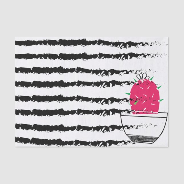 Papier Mousseline Design motif rayé Cactus rose (Recto)