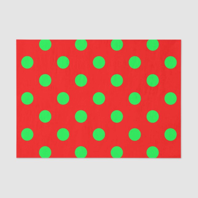 Papier Mousseline Design Pois vert Arrière - plan rouge (Recto)