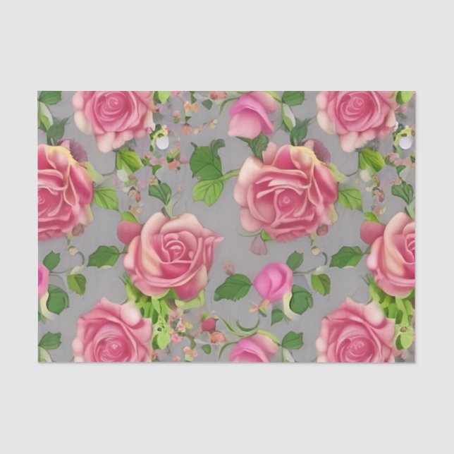 Papier Mousseline Design Rose de jardin de campagne français élégant (Recto)