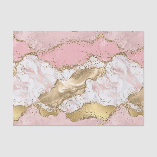 Papier Mousseline Design Rose de luxe en marbre rose or (Recto)