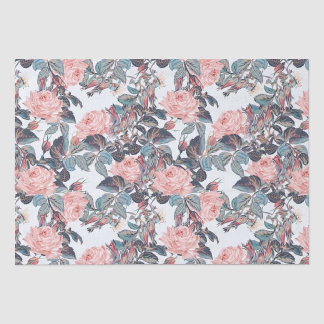 Papier Mousseline Design rose rose (Recto)