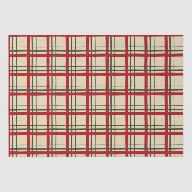 Papier Mousseline Design Tartan Plaid Noël Vintage (Recto)