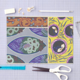 Papier Mousseline Designs floraux vintages Émile-Allain Séguy