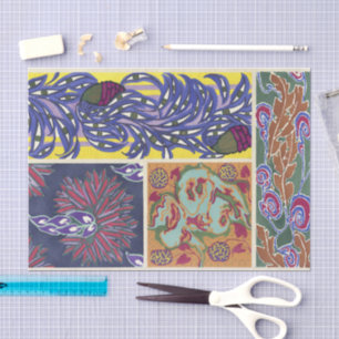 Papier Mousseline Designs floraux vintages Émile-Allain Séguy