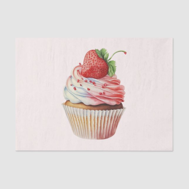 Papier Mousseline Dessert sucré à la fraise Cupcake (Recto)