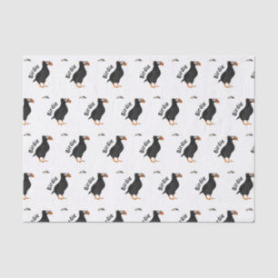 Papier Mousseline Dessin à carreaux de puffin dressé