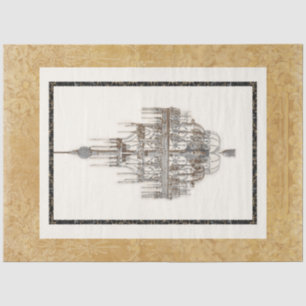 Papier Mousseline Dessin architectural Vintage Lustre français