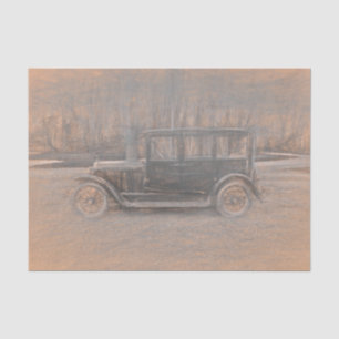 Papier Mousseline Dessin d'art antique rustique vintage d'une voitur