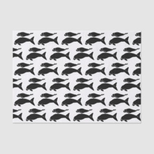 Papier Mousseline Dessin de la silhouette de Manat vintage noir