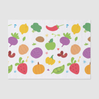 Papier Mousseline Dessin de légumes et de fruits mignons