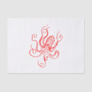 Papier Mousseline Dessin de pieuvre stylisé vintage couleur DIY #1 C
