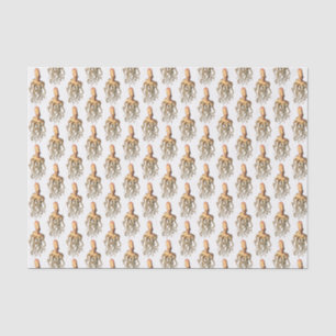 Papier Mousseline Dessin de pieuvre stylisé vintage tête haute marro
