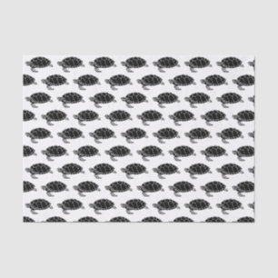 Papier Mousseline Dessin de silhouette de tortue marine vintage noir