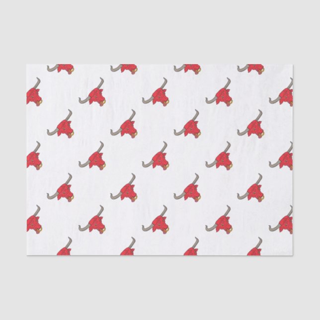 Papier Mousseline Dessin du Texas Longhorn Red Bull (Recto)